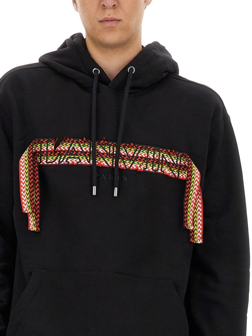 Lanvin Black Cotton Sweatshirt With Iconic Logo Design