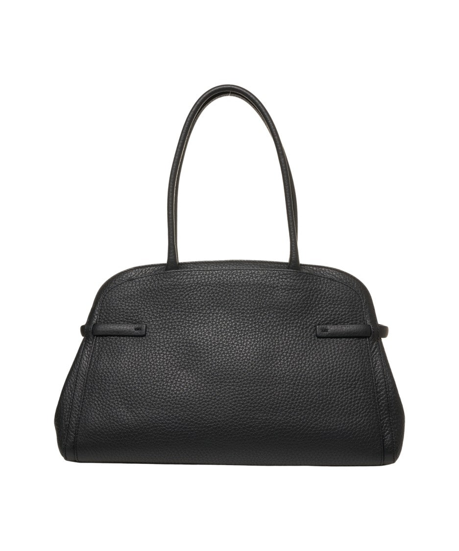 Orciani Hammered Leather Handbag With Zip Closure And Slim Handles