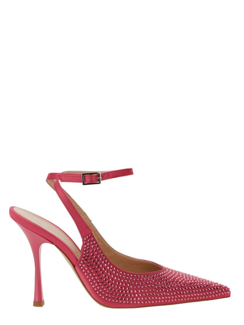 Leonie Hanne X Liu Jo Pointed Toe Satin Slingback Heels