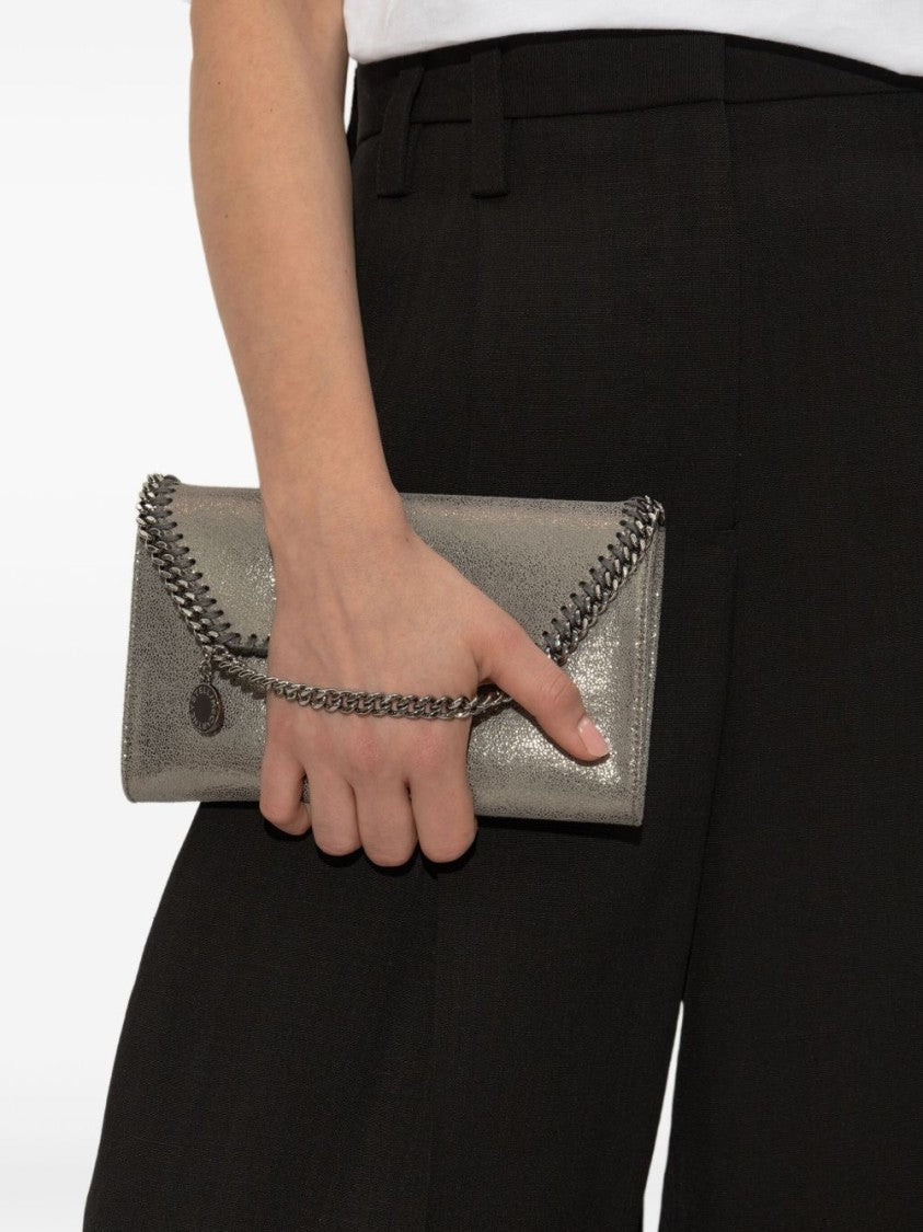 Stella Mccartney Metallic Silver Textured Wallet