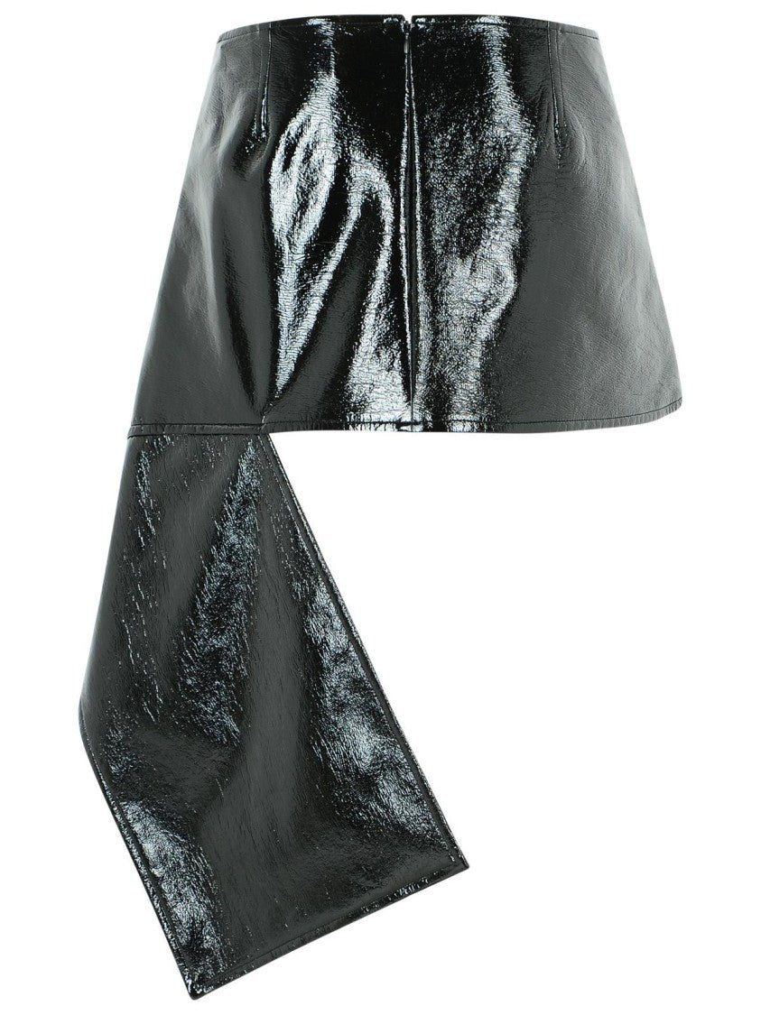 Courrèges Vinyl' Black Cotton Blend Miniskirt