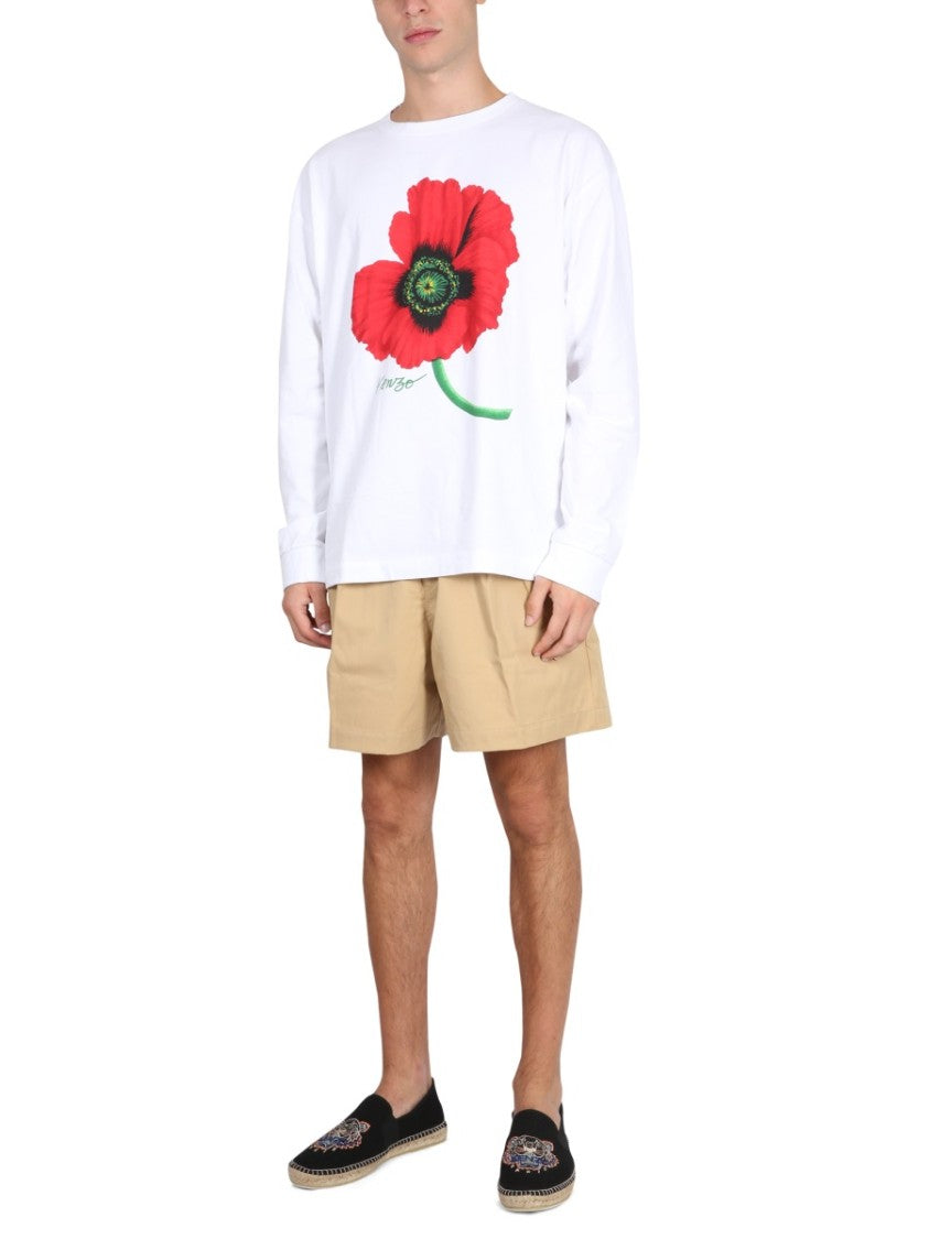 Kenzo Structured Twill Shorts With Adjustable Belt