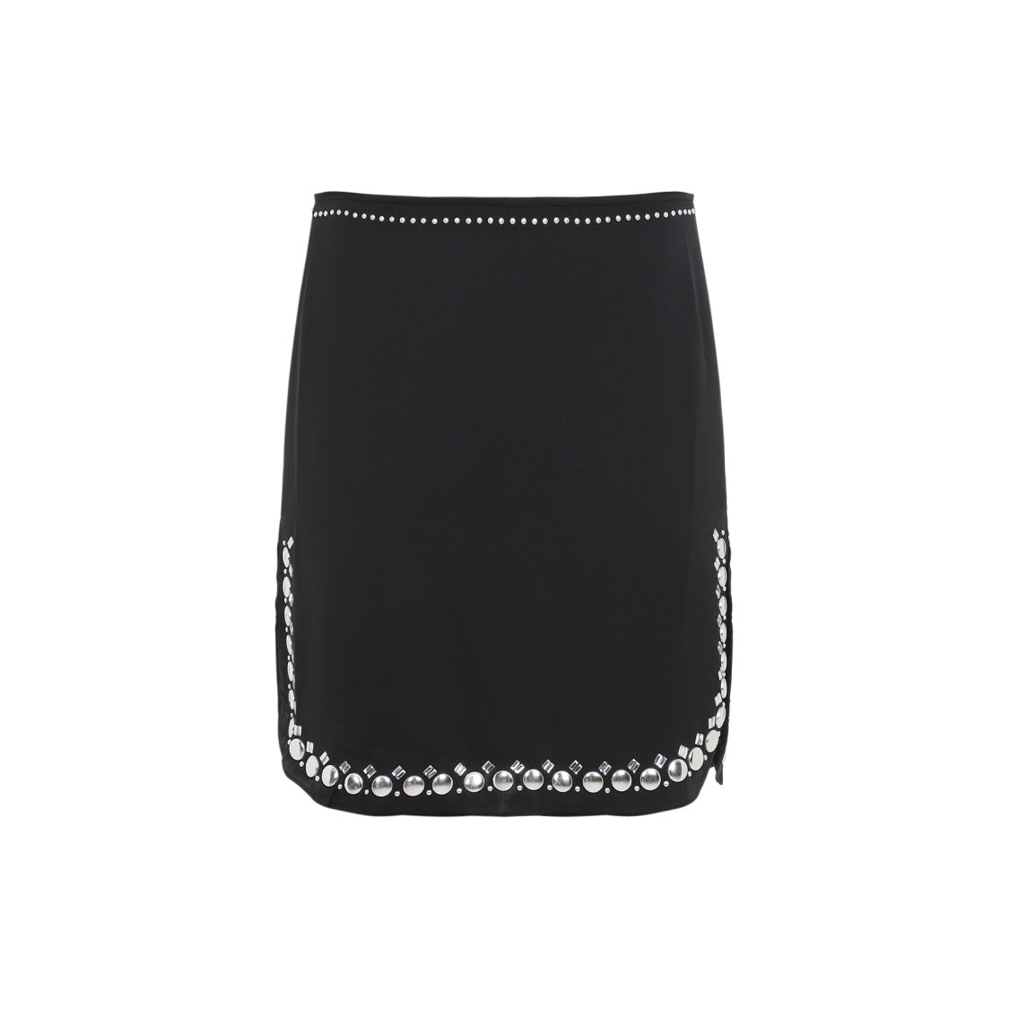 Rabanne Mini Skirt With Decorative Studded Hem And Silhouette