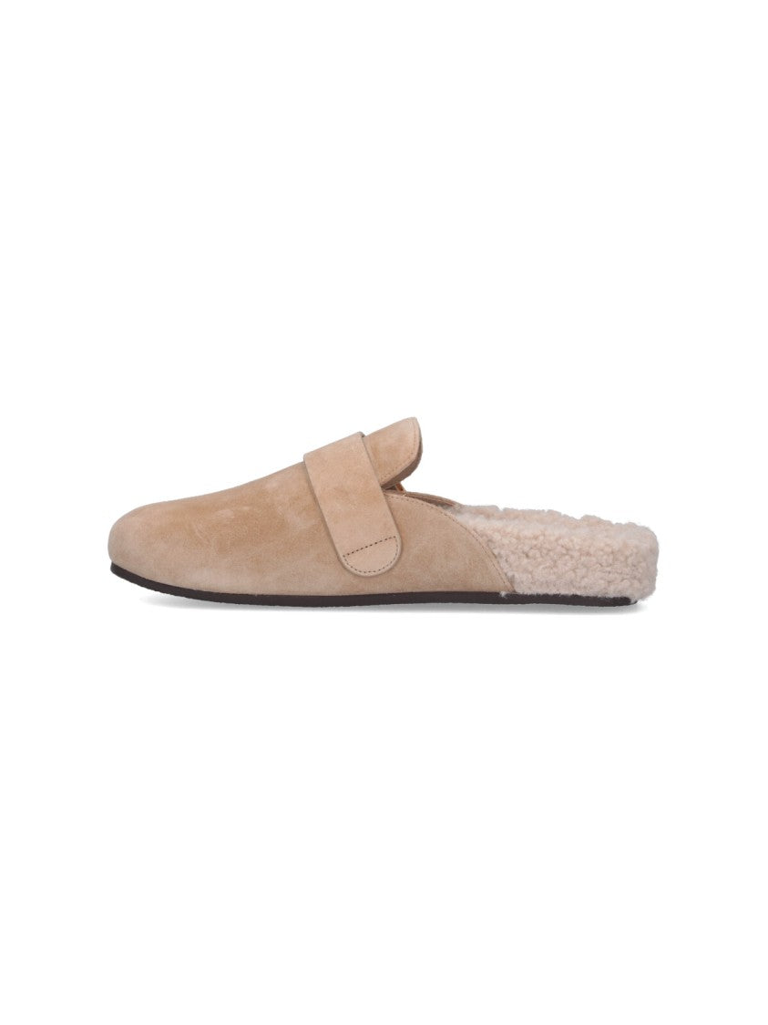 Tory Burch Mellow Suede Mules – Taupe