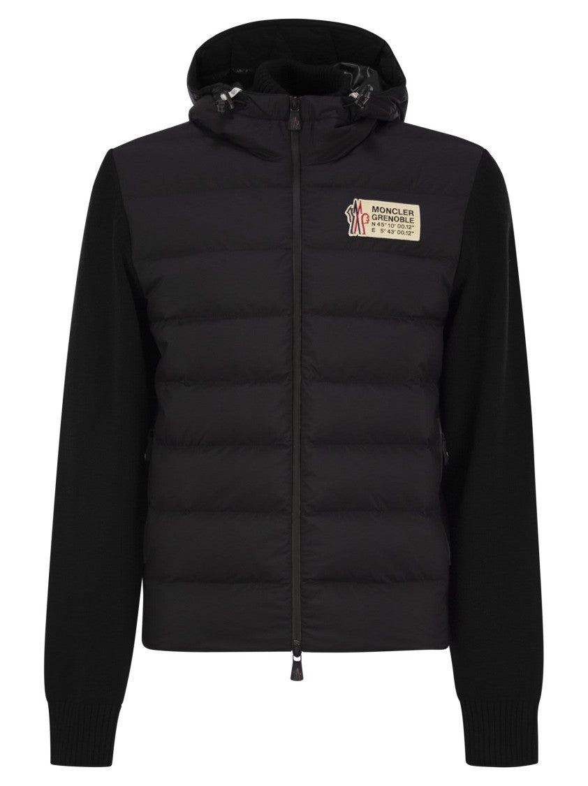 Moncler Grenoble Down-Filled Zip Front Sweatshirt With Adjustable Hood