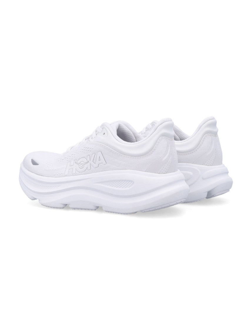 Hoka Bondi 9 Cushioned White Mesh Sneakers