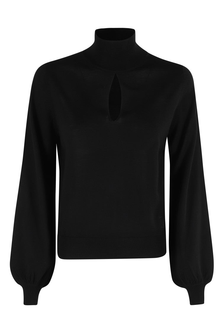 Semi Couture Ulysse High-Collar Black Wool Top