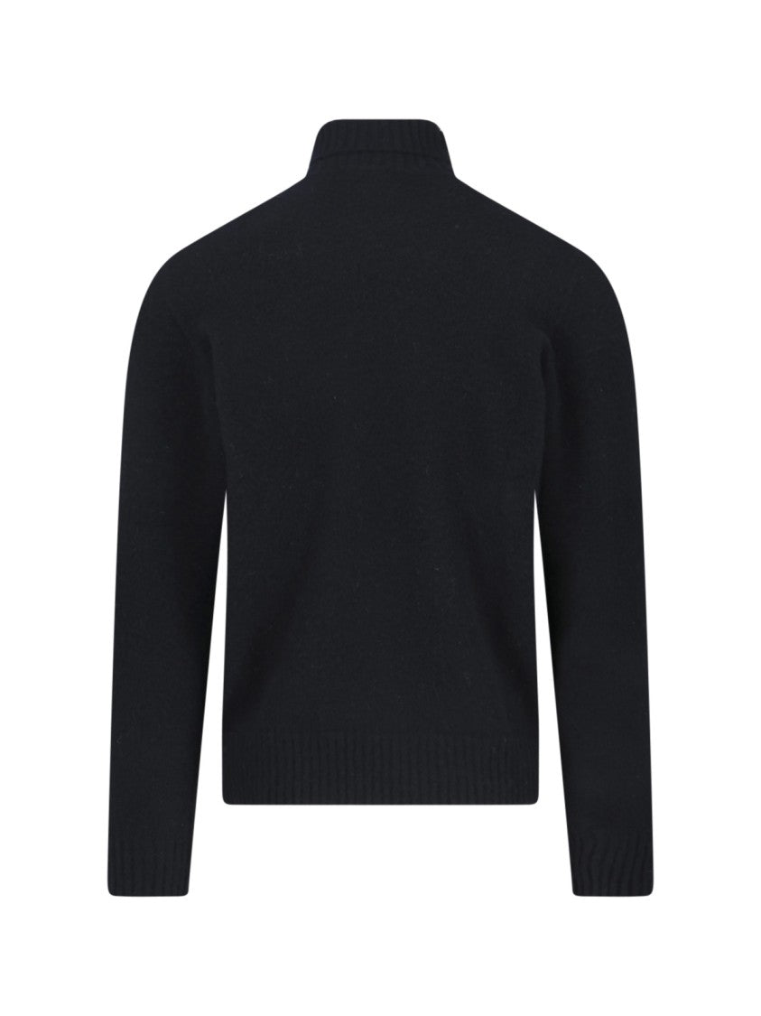 Drumohr Cashmere Sweater, Black, Turtleneck, Long Sleeves