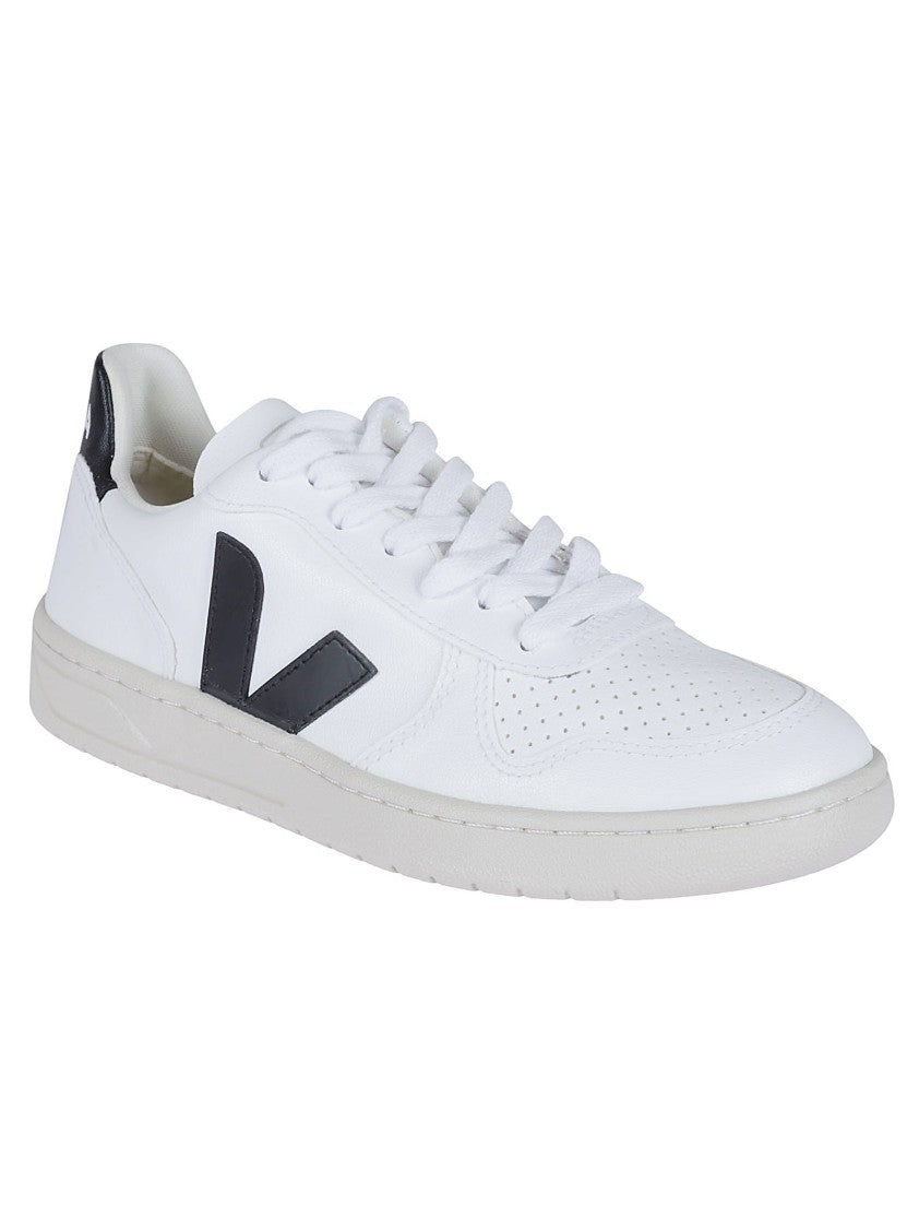 Veja Low-Top White Leather Sneakers With Perforated Detailing
