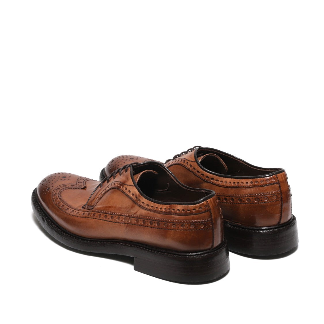 Green George Leather Derby Shoe With Swallowtail Design