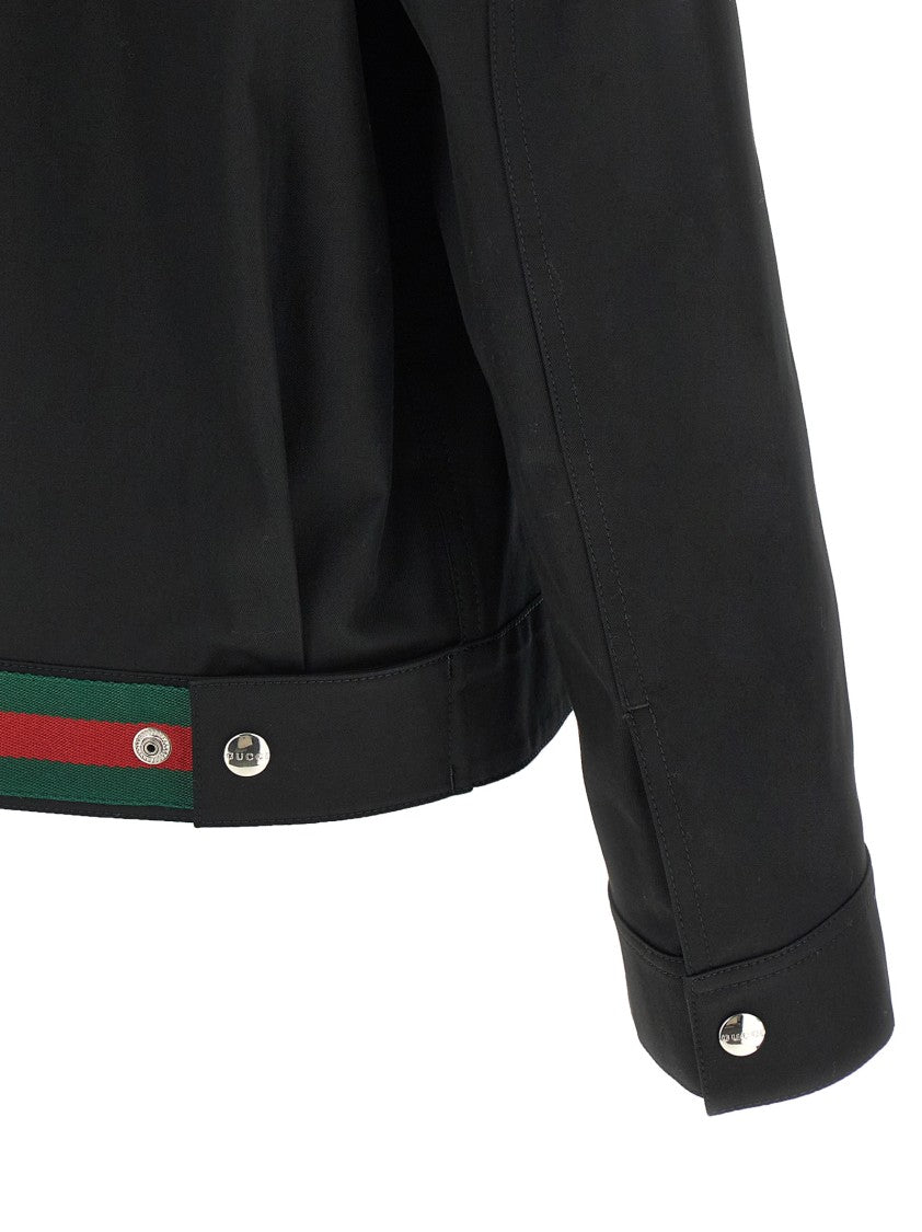 Gucci Black Cotton Jacket With Shirt Collar