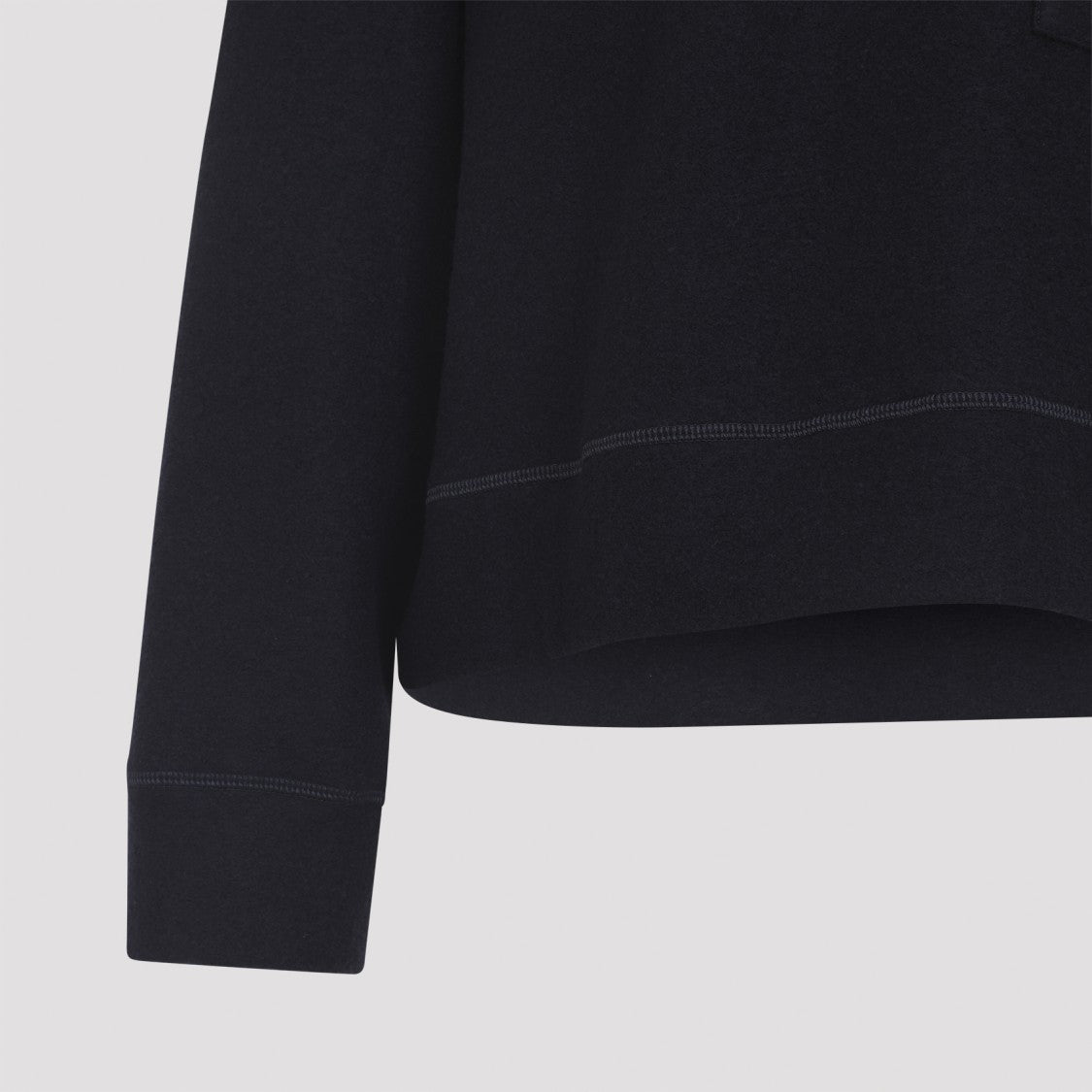 Jil Sander Half-Zip Black Wool Blend Sweatshirt
