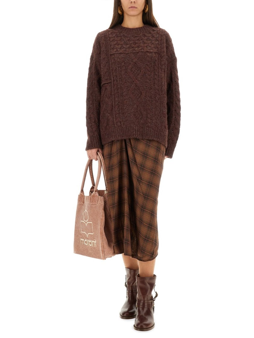 Isabel Marant Étoile "Nicole" Draped Plaid Midi Skirt