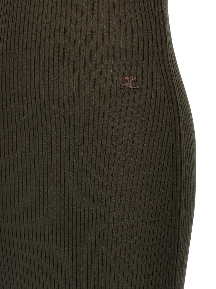 Courrèges Twist Rib Knit Long Dress