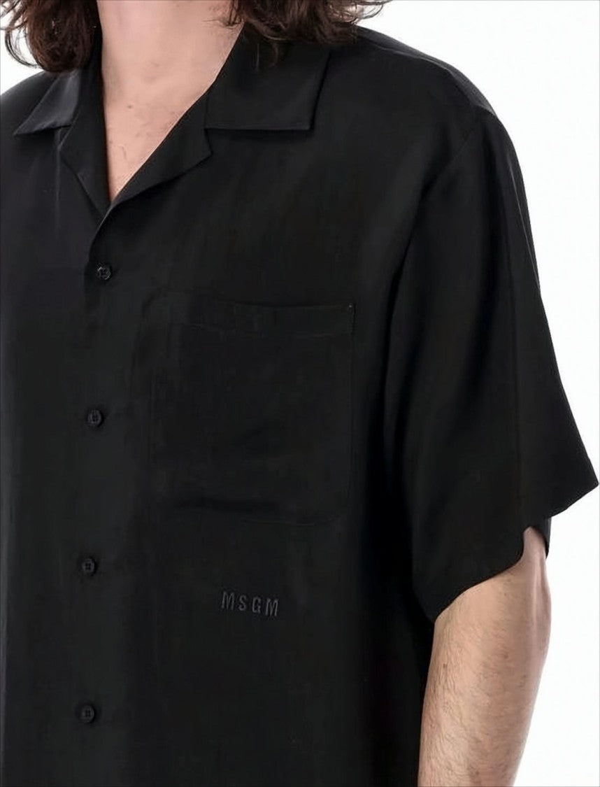 Msgm Short-Sleeved Relaxed Fit Shirt With Chic Pocket Detail