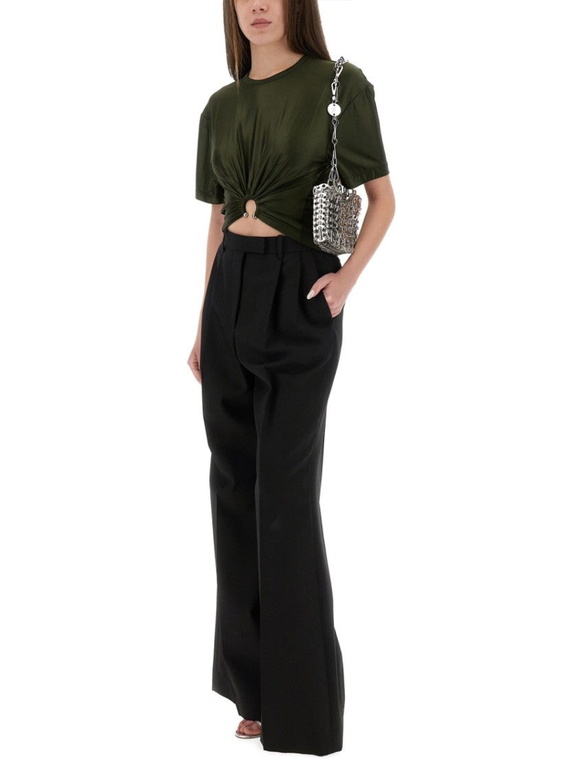 Rabanne Cropped T-Shirt With Knotted Front Detail