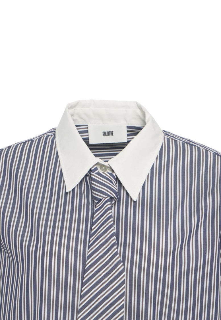 Solotre Striped Shirt With Tie Detail