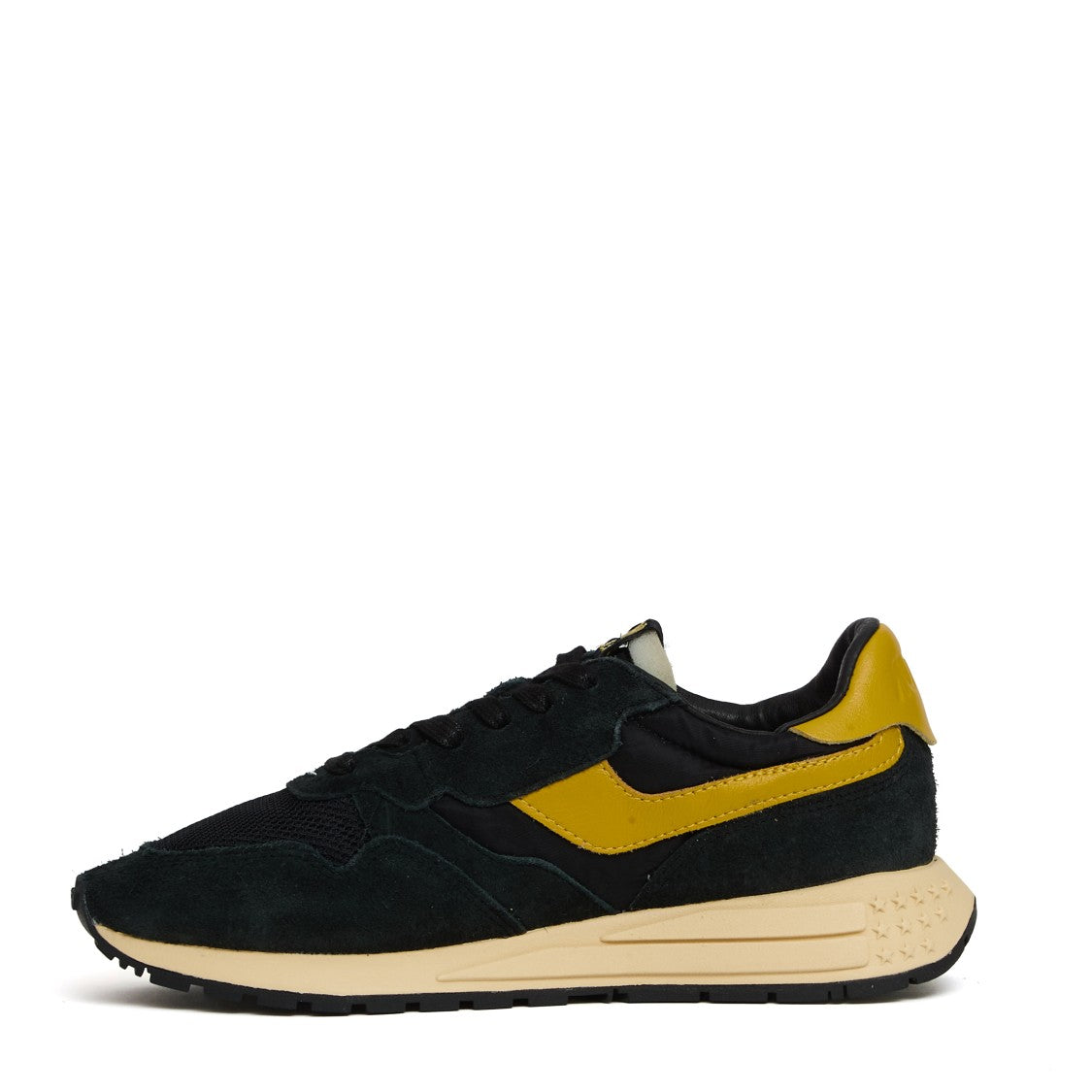 Autry Reelwind Low Nylon And Suede Sneakers, Black, Yellow