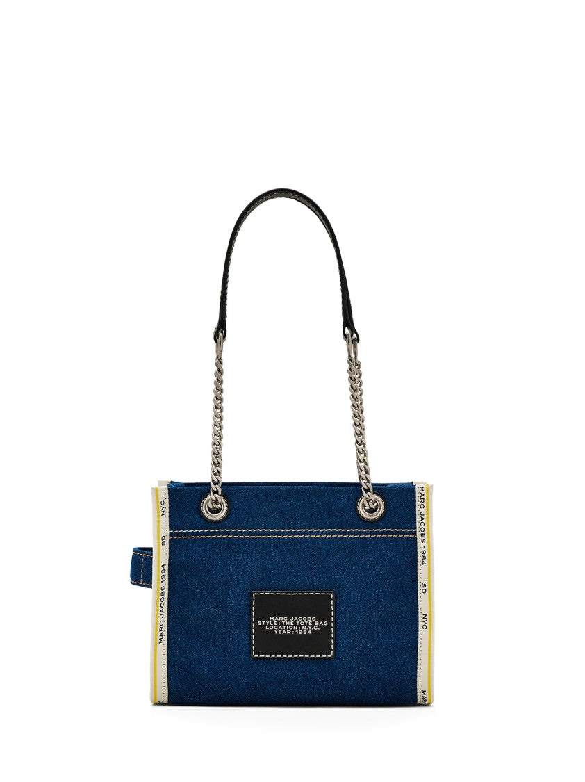 Marc Jacobs Denim Tote With Chain And Leather Handles