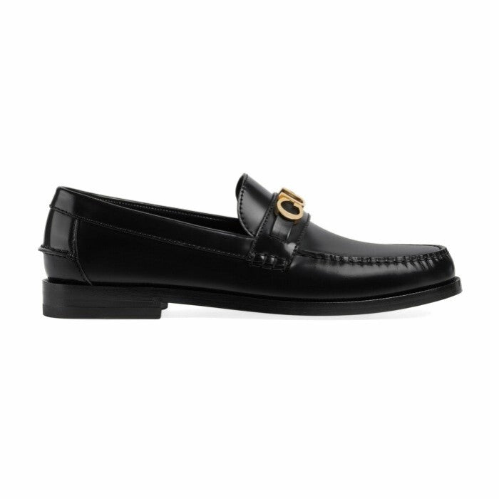 Gucci Leather Sneakers With Gold-Tone Logo Strap