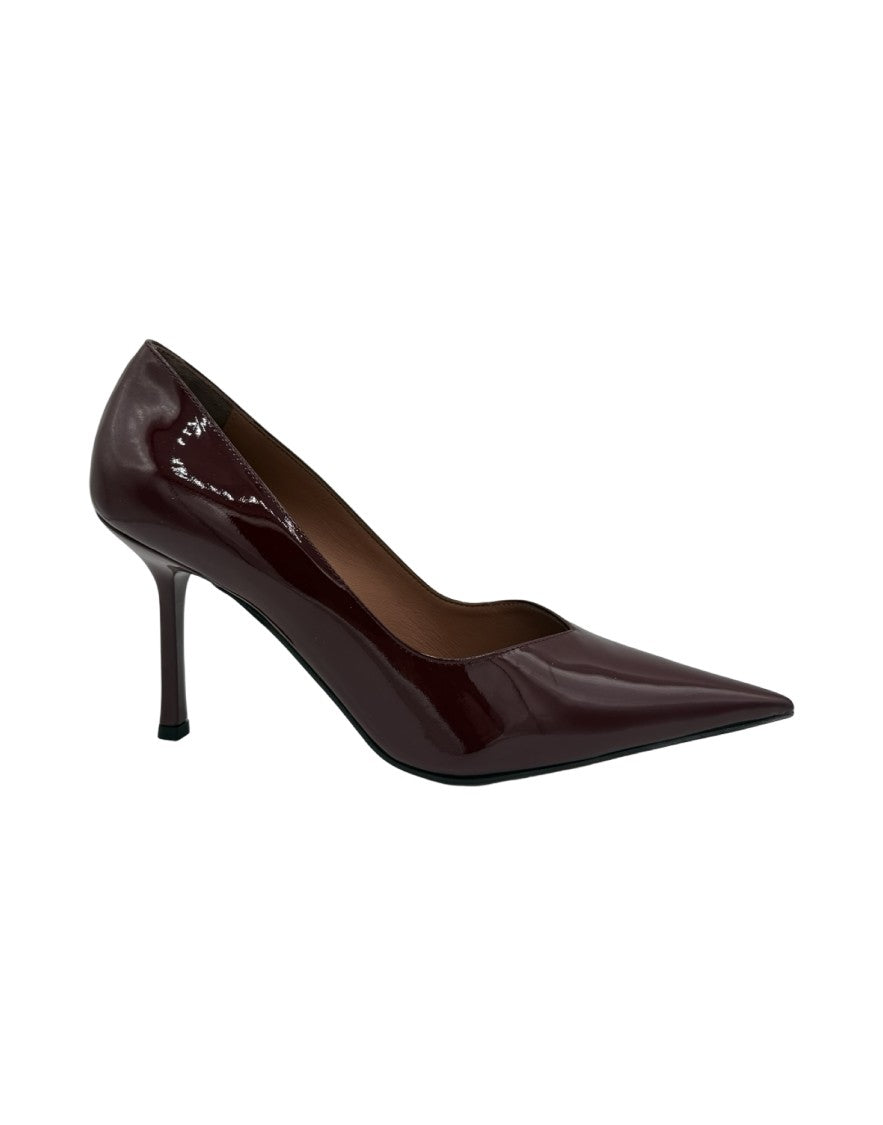 Castagna Pointed-Toe High-Heeled Shoes In Glossy Burgundy Leather