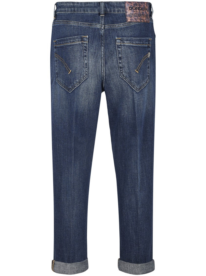 Dondup High-Waisted Denim Trousers With Vintage Wash