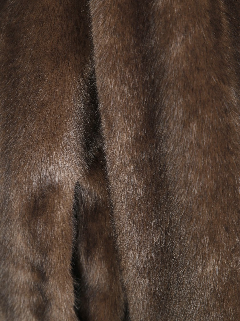 Parosh Plush Faux Fur Bomber Jacket