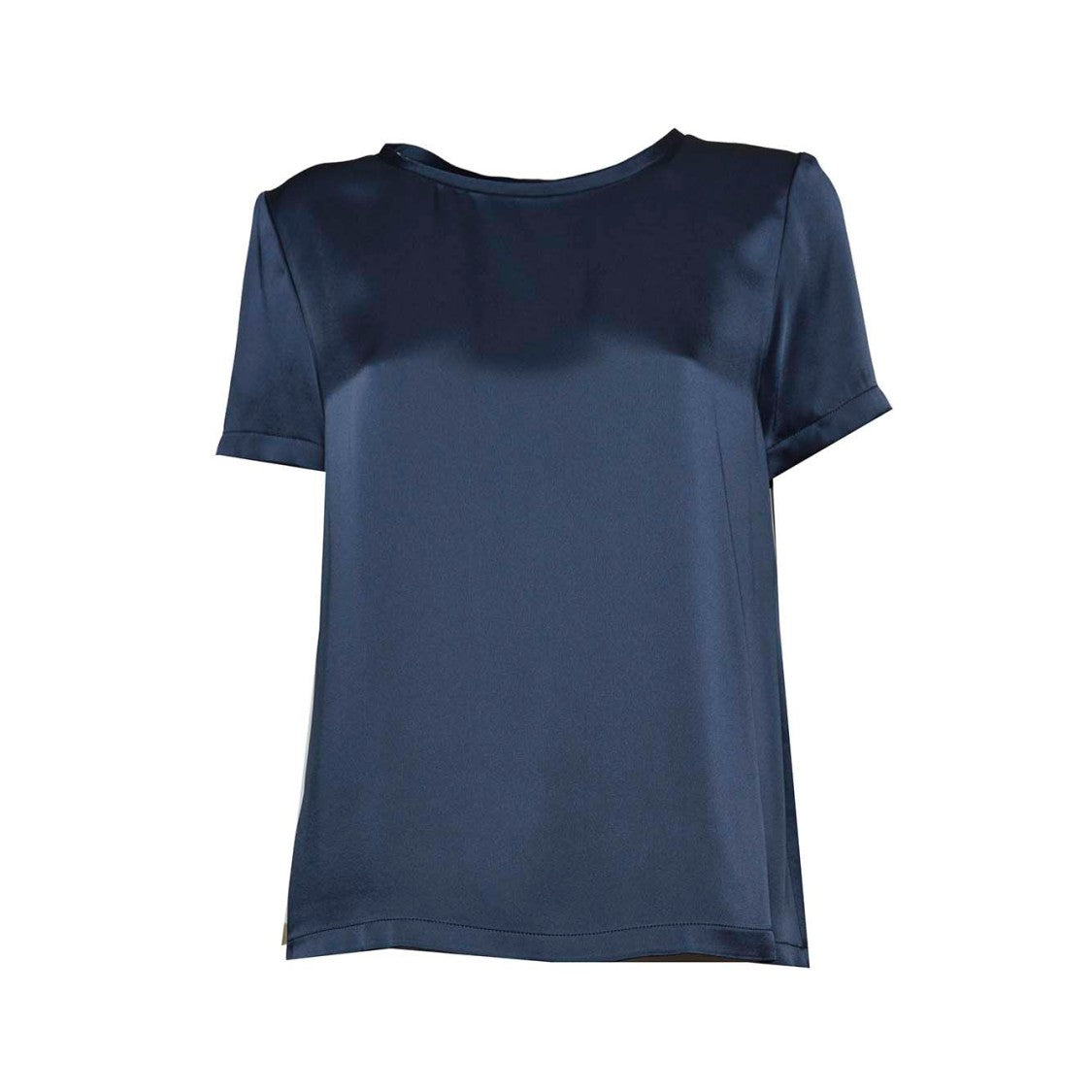 Max Mara Rebecca T-Shirt In Blue Viscose Satin