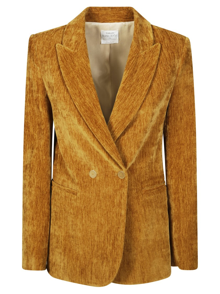 Forte Forte Double-Breasted Velvet Blazer With Tailored Fit