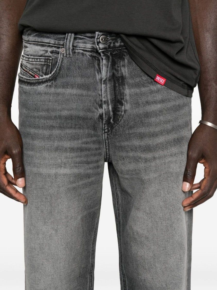 Diesel Relaxed Fit Wide-Leg Jeans With Faded Black Wash