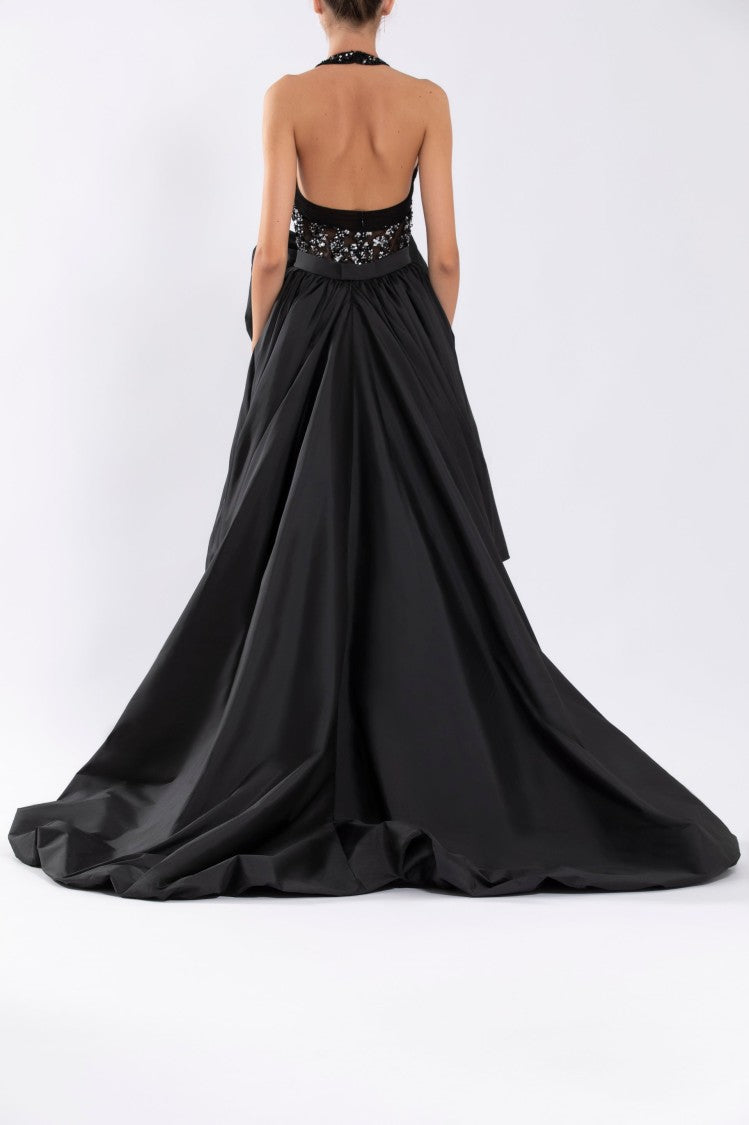 Saiid Kobeisy Taffeta Overskirt With Draped Bow