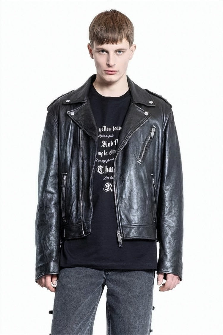 Alexander Mcqueen Black Short-Sleeve T-Shirt With Gothic Print