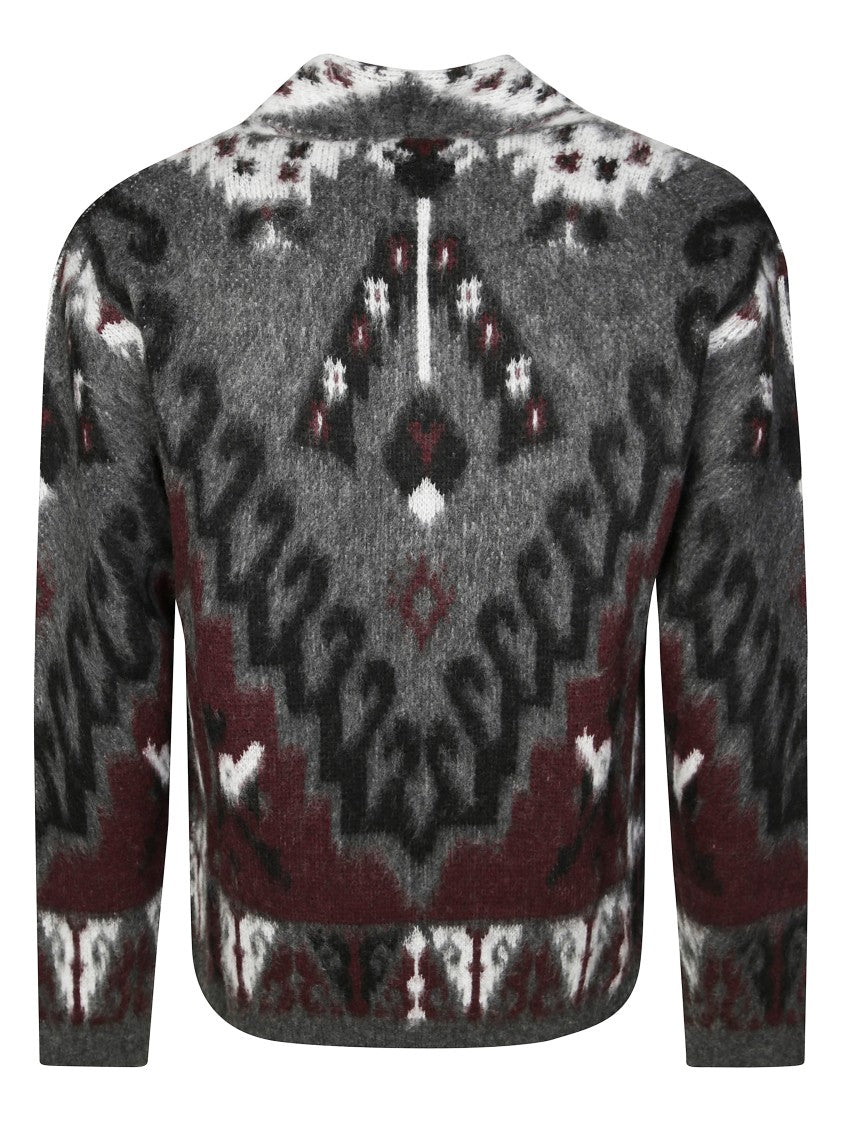 Amaranto Textured Jacquard Cardigan With Button-Up Front