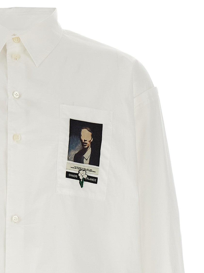 Undercover Bead-Embellished Cotton Shirt With Jacquard Patch