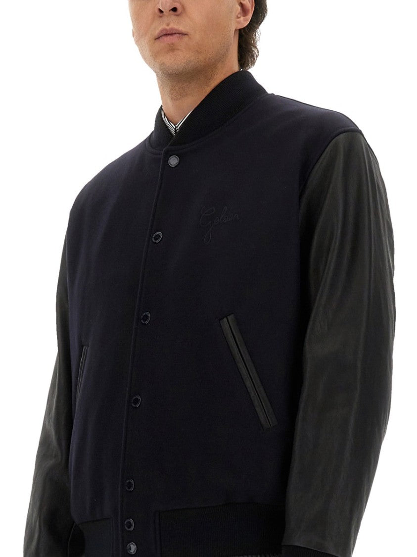 Golden Goose Wool Bomber Jacket And Leather Sleeves