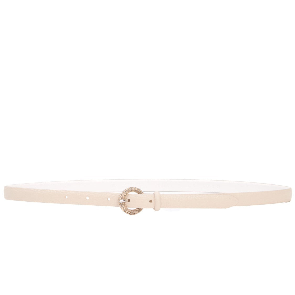 Orciani Textured Leather Belt With Round Rhinestone Buckle