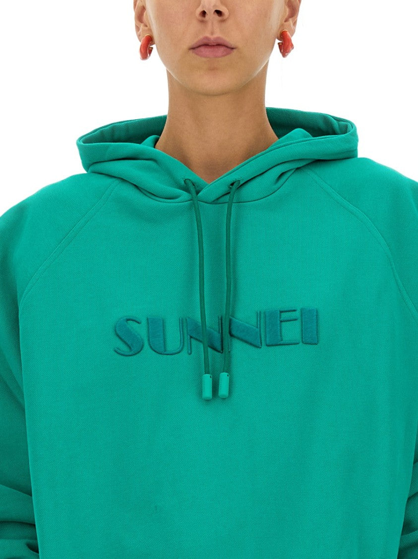 Sunnei Relaxed Fit Drawstring Hooded Sweatshirt