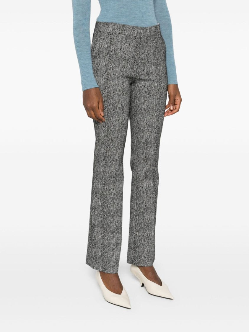 Staud Black/White Kat Herringbone Pattern Bootcut Trousers