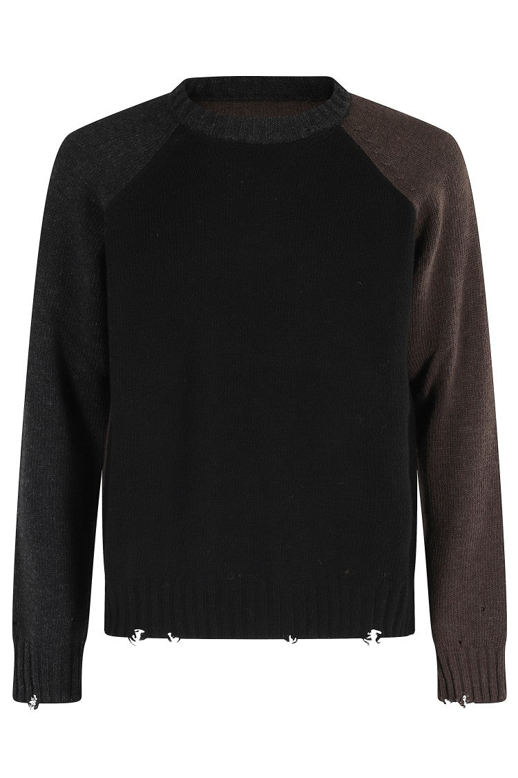 Mm6 By Maison Margiela Crewneck Sweater With Frayed Detail