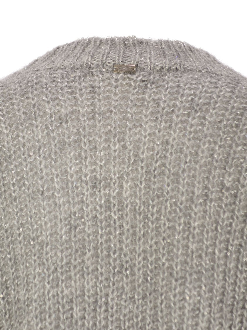 Herno Openwork V-Neck Sweater With Alpaca-Blend Composition