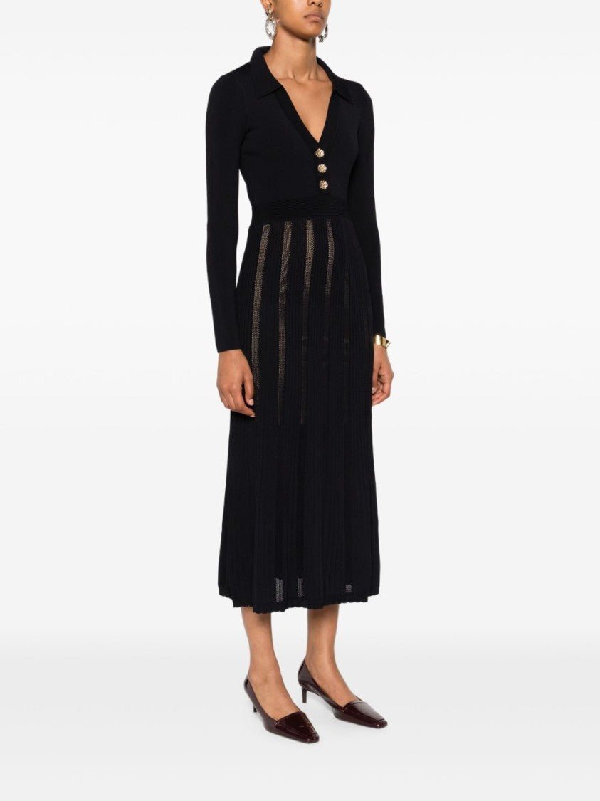 Twin-Set Midi Dress With Deep V-Neckline