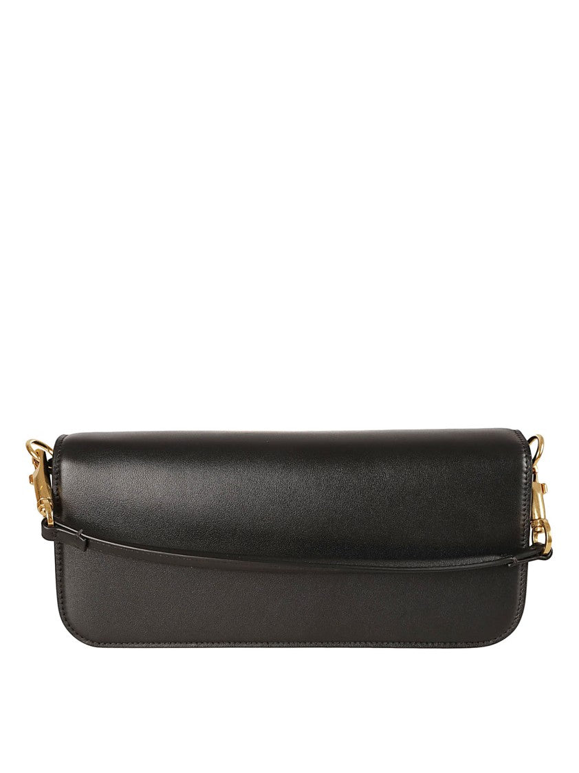 Valentino Garavani Structured Black Calf Leather Shoulder Bag