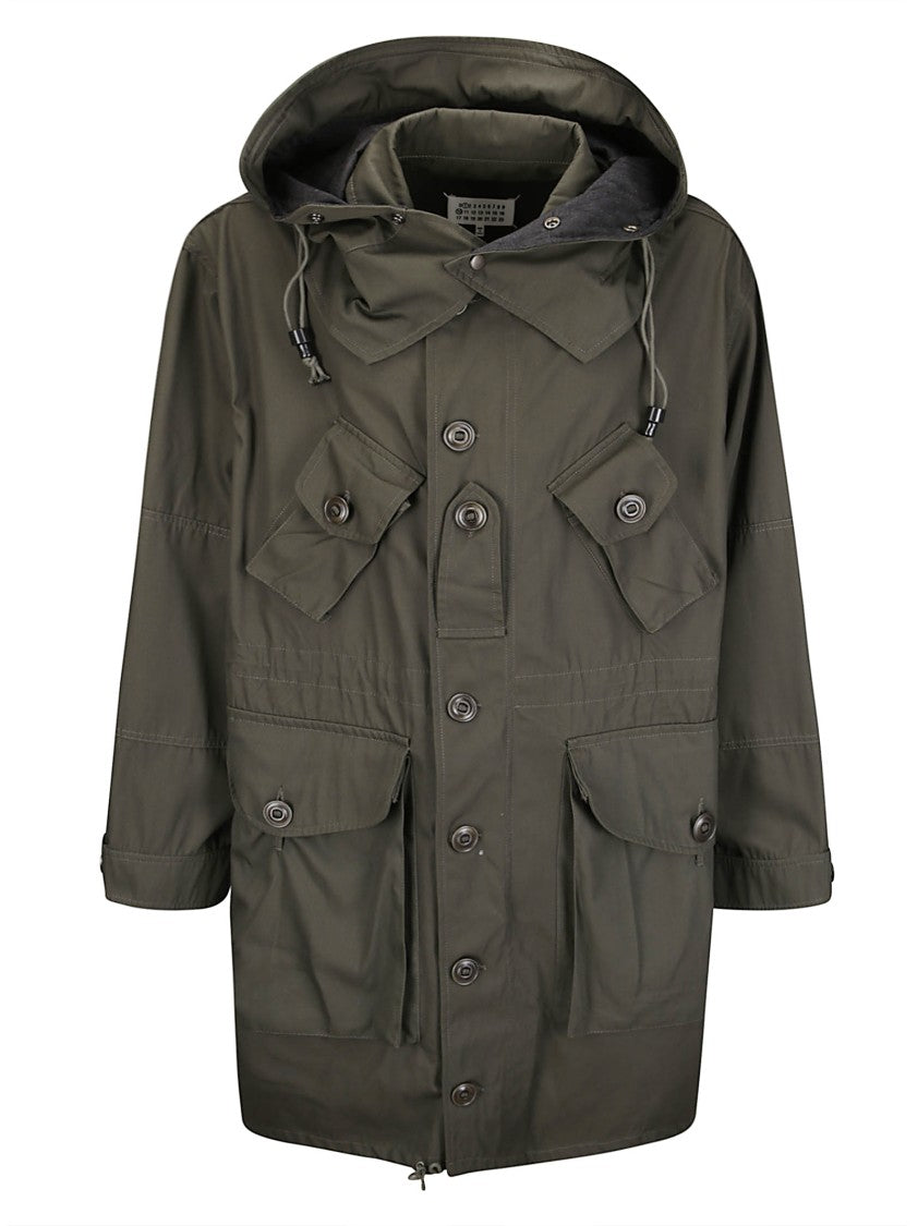 Maison Margiela Structured Long Jacket In Cotton-Polyester Blend