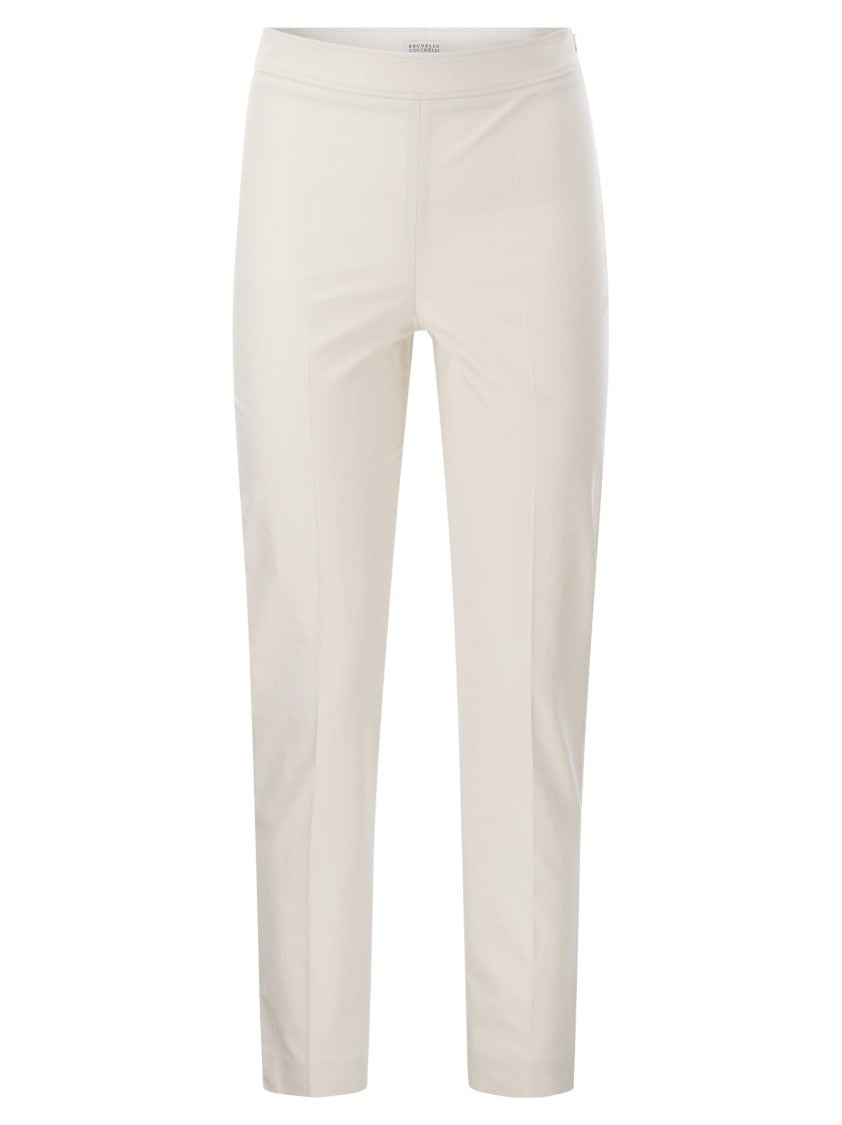 Brunello Cucinelli Cotton Twill Capri Trousers With Necklace