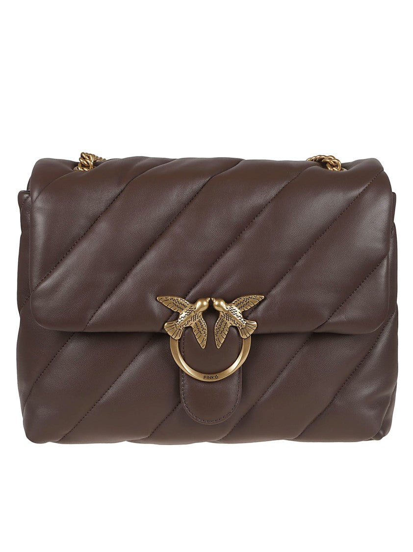 Pinko Quilted Shoulder Bag With Gold-Tone Logo Plaque
