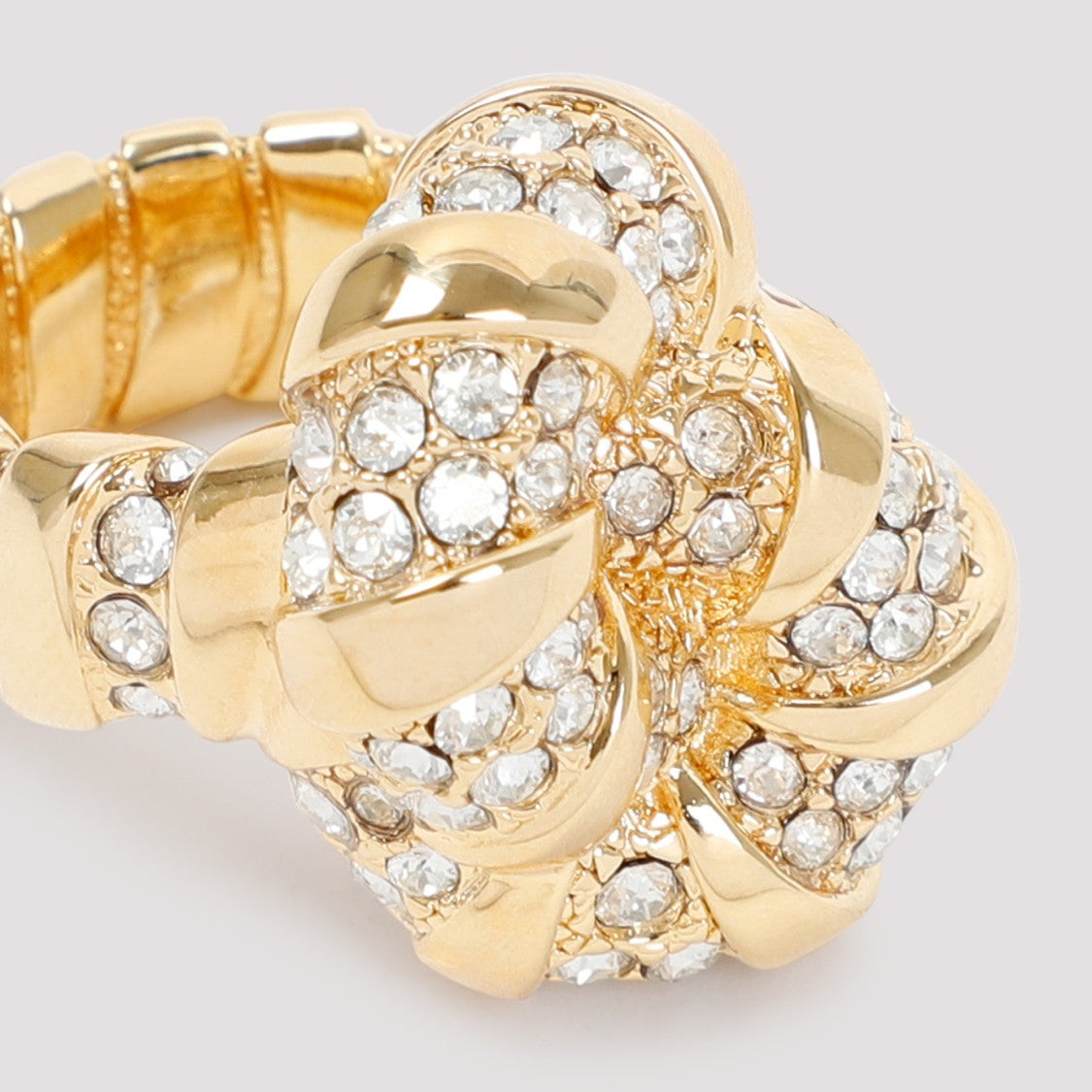 Lanvin Golden Brass Rhinestone Melodie Ring