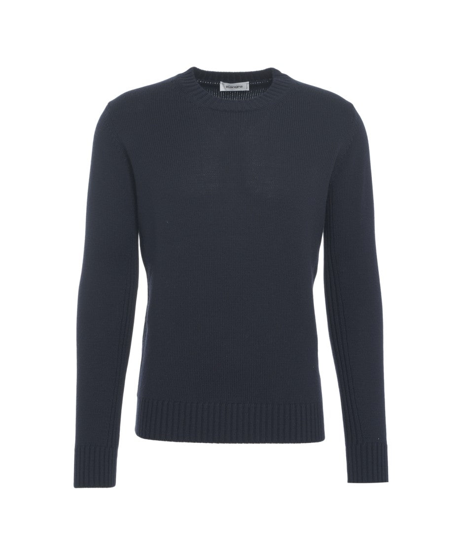 Kangra Round Neck Wool Sweater With Ribbed Details