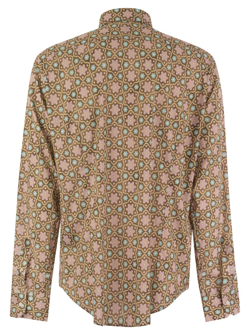 Fedeli Printed Stretch Cotton Voile Shirt