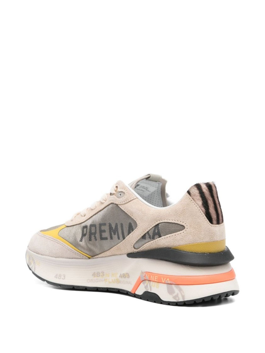 Premiata Layered Brown Sneakers With Suede