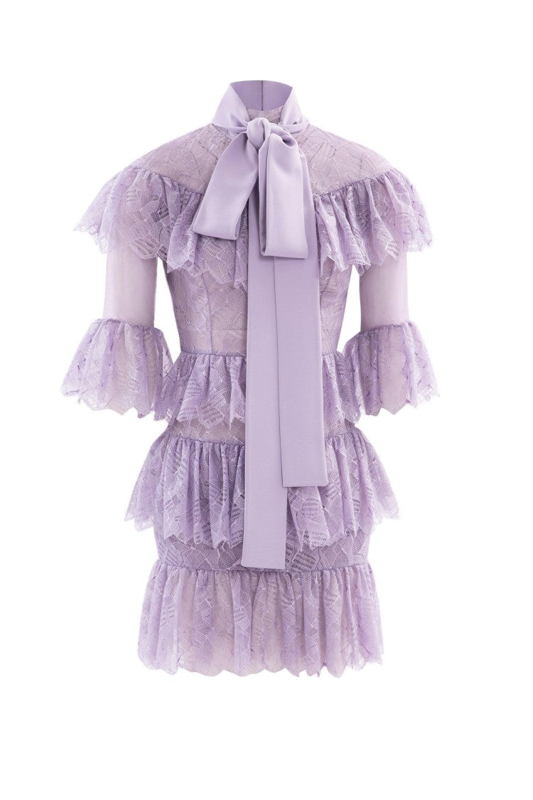 Saiid Kobeisy Ruffled Lace Mini Dress